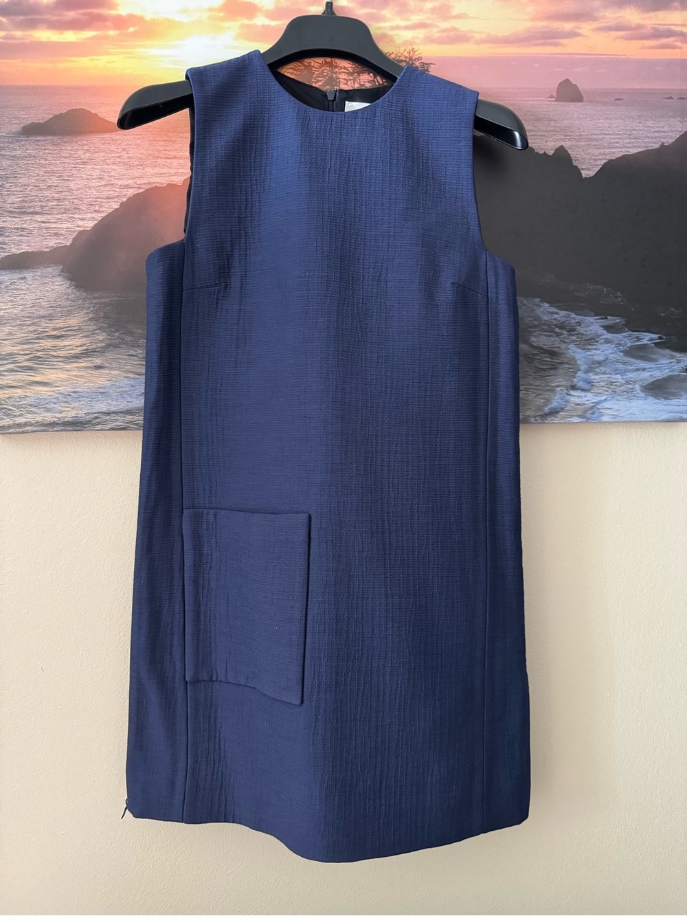 Victoria Beckham Sleeveless Indigo Zipper Shift Dress with Front Pocket/ 4/ NWT